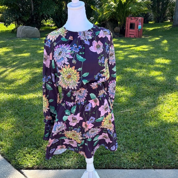 Floral Mini Dress in Black with Multicolor Design - Picture 1 of 3